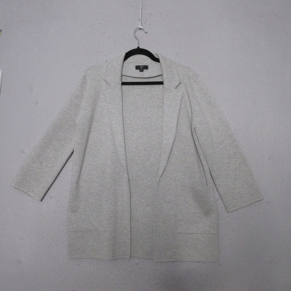 J Crew 365 Sophie Sweater Blazer S Gray Open Front Cardigan Preppy Academia